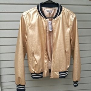 NWT Forever 21 Gold Bomber jacket